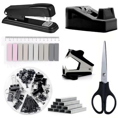 Принадлежности для стола, набор степлеров, диспенсер для скотча, устройство для удаления скоб, скобы, зажимы, ножницы и вкладки для студентов