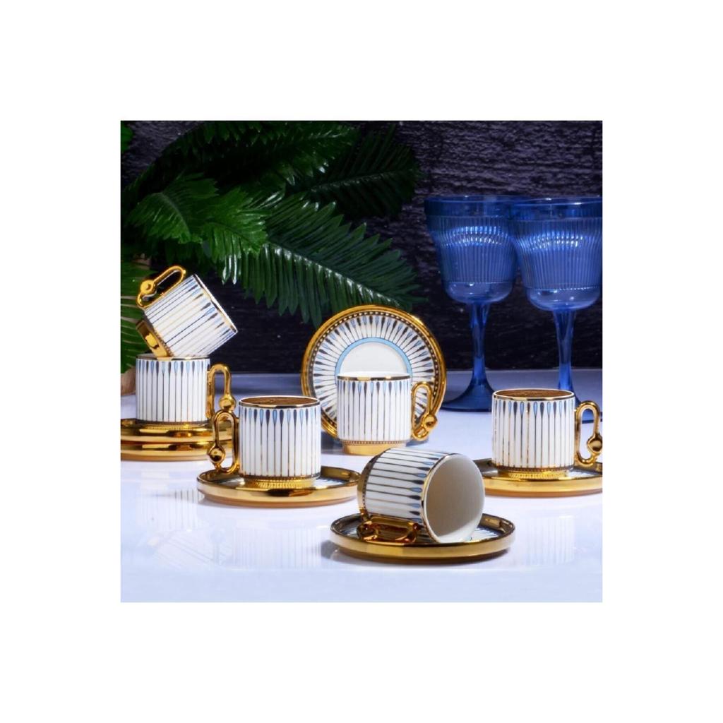 Majestic 6-piece Cup Set With Footed 90 Cc Blue-ist-178