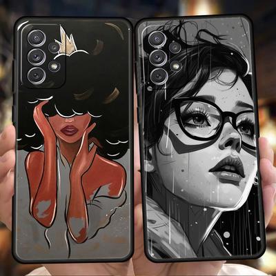 Модный черный чехол для телефона для Samsung Galaxy A15 A14 A25 A54 A34 A51 A71 A72 A73 A32 A52 A52S A11 A21S A31 A41 5G Мягкий чехол