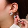Серьги-гвоздики из стерлингового серебра 925 пробы с мозанитом в форме листа – Классический стиль с легкой роскошью, популярный в интернете