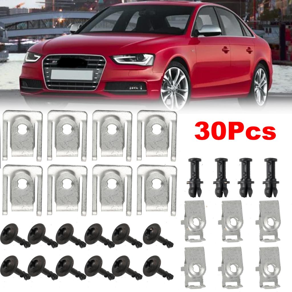 30 шт. Для Audi A4 B8 A5 8T Автомобильная защита днища Двигатель Нижняя крышка Крепежные клипсы Защитный декоративный элемент Винты Комплект Аксессуары для ремонта авто