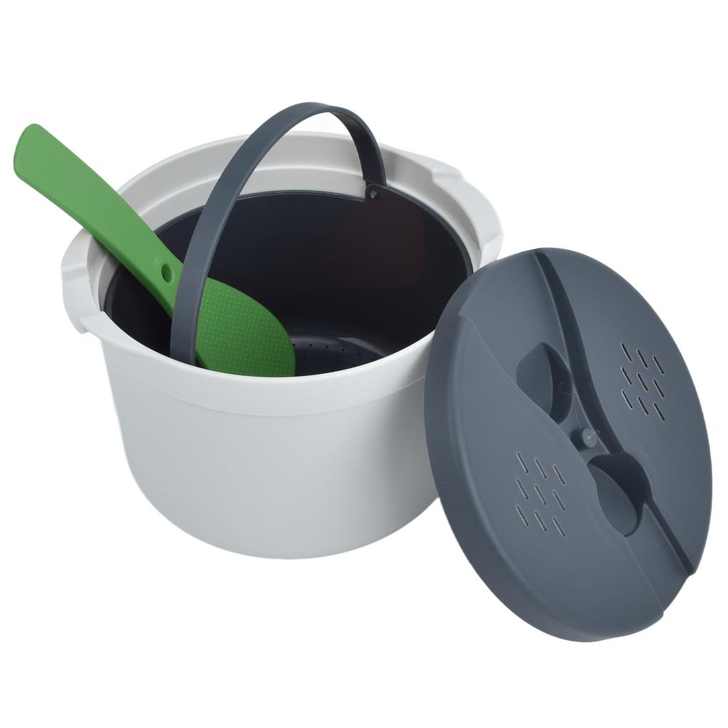 Микроволновая рисоварка 2 л, пищевой полипропилен, ложка для риса, крышка, дуршлаг, пароварка, набор для рисоварки