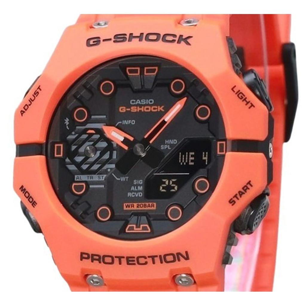 Casio G-Shock аналоговые цифровые часы для смартфона Link с оранжевым ремешком из био-основы и серым циферблатом, кварцевые мужские часы GA-B001FL-4A 200M