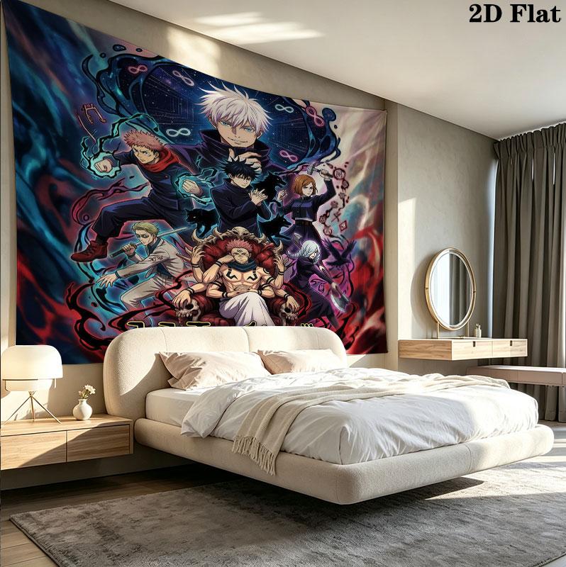 Jujutsu Kaisen Wall Tapestry Aesthetic Wall Hanging Printed Fabric Blanket Decorative Tapestries For Bedroom Living Room Home Decor