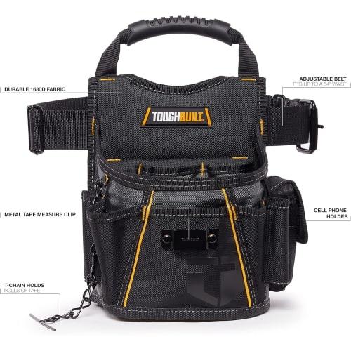 TOUGHBUILT Utility Pouch and Tool Belt - Heavy-Duty Deluxe Premium Quality Durable - Adjustable Belt Size - (TB-316-2)