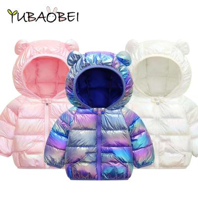Модная теплая куртка для мальчиков и девочек 0-6 лет, пальто с капюшоном, детская зимняя куртка ярких цветов