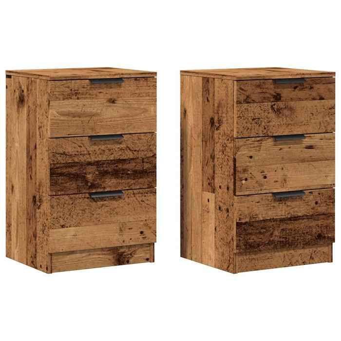 VidaXL Bedside Tables 2 Pcs Old Wood 40x36x65 Cm Engineered Wood, Bedside Furniture, Side Table, Bed Cabinet, 856933