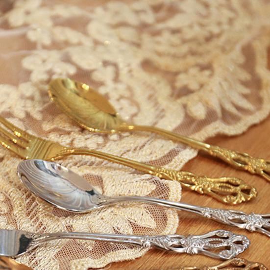 Ложка из полированной винтажной стали из нержавеющей стали, креативная ложка для питья, торта и десерта