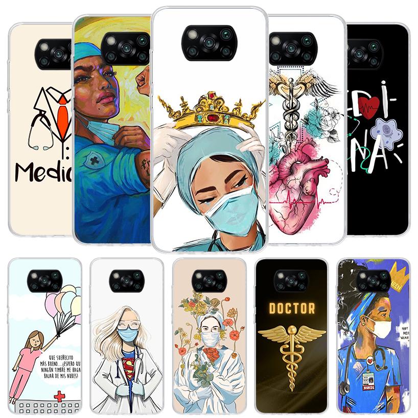 Medicine Nurse Doctor Cover Phone Case For Xiaomi Poco F7 Ultra X7 X6 X5 Pro M7 Redmi 15C 15 13C 13 12C 12 10C 10 9A 9C 9T 9 She