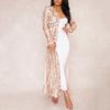 Sexy Sequin Perspective Long Sleeve Maxi?Coat Gown Cardigan