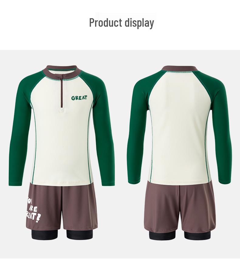 Детский слитный купальник с длинным рукавом для защиты от солнца - Модный летний наряд для больших детей и подростков