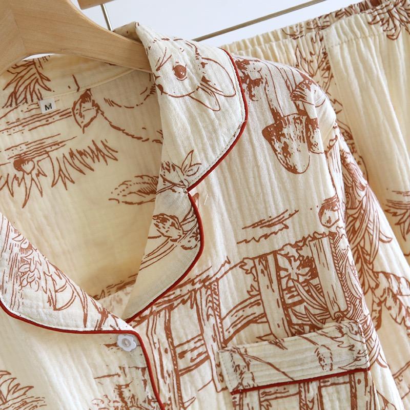 100% хлопок марля летняя женская пижама с рисунком кролика пижамы весенний женский комплект из 2 предметов ночная одежда женская пижама