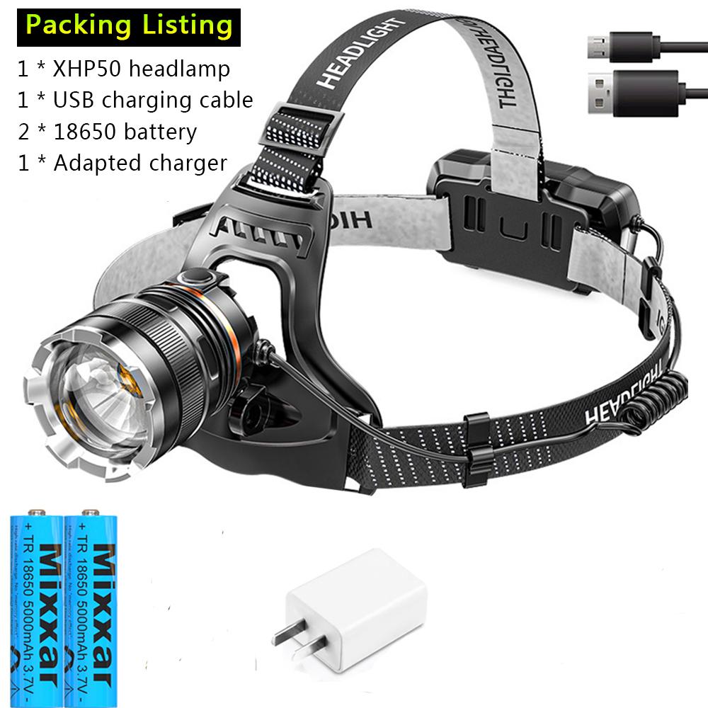 zk20 10000LM XHP50 High Powerful Headlamp Flashlight Head Torch LED Zoom Sensor Headlight 18650 Rechargeable Fishing Lantern
