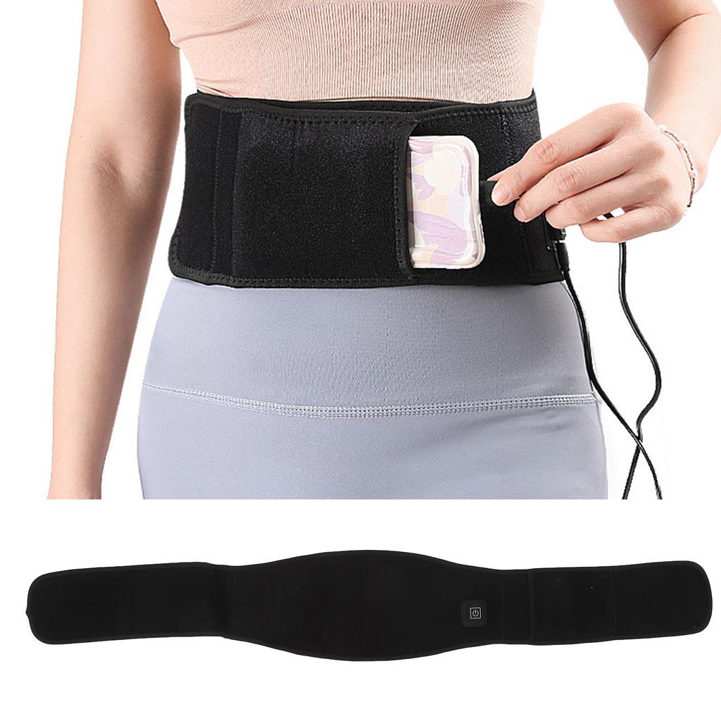 Electric Heated Waist Support USB Adjustable Hook And Loop Heating Waist Support Pad Black