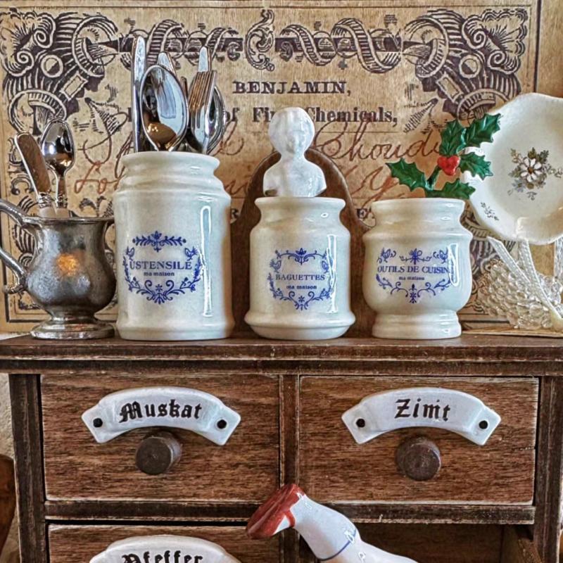 /6 Scale Dollhouse Dining Set Table Storage Box Chopstick Holder Model Accessory Realistic Kitchen Play Furniture for Kids