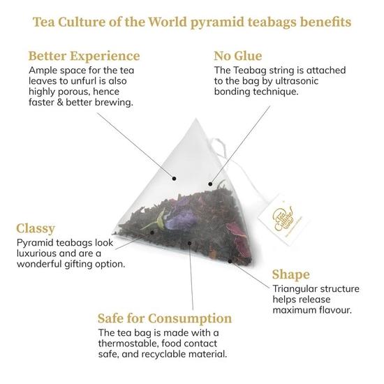 Tea Culture of The World Refreshing Lemon Honey | Green Tea, Lemon And Honey | Comforting | Natural Aroma | 100% Whole Leaves, 16 Count - 13 Gm