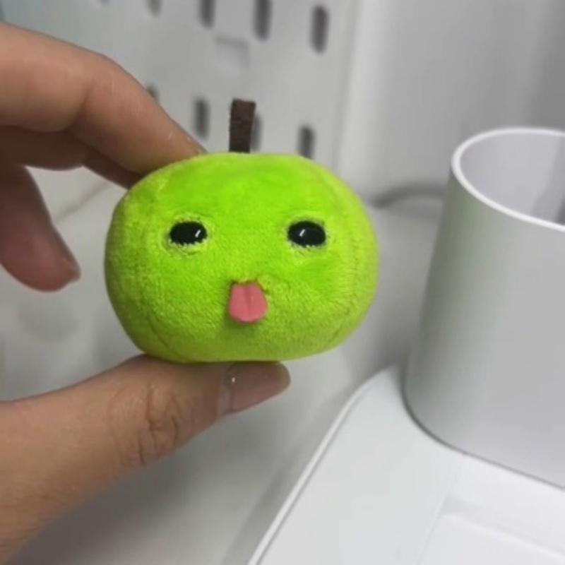 Cute Green Plush Keychain Creative Fruit Pendant Backpack Charm Funny Doll Keyring Gift for Friends