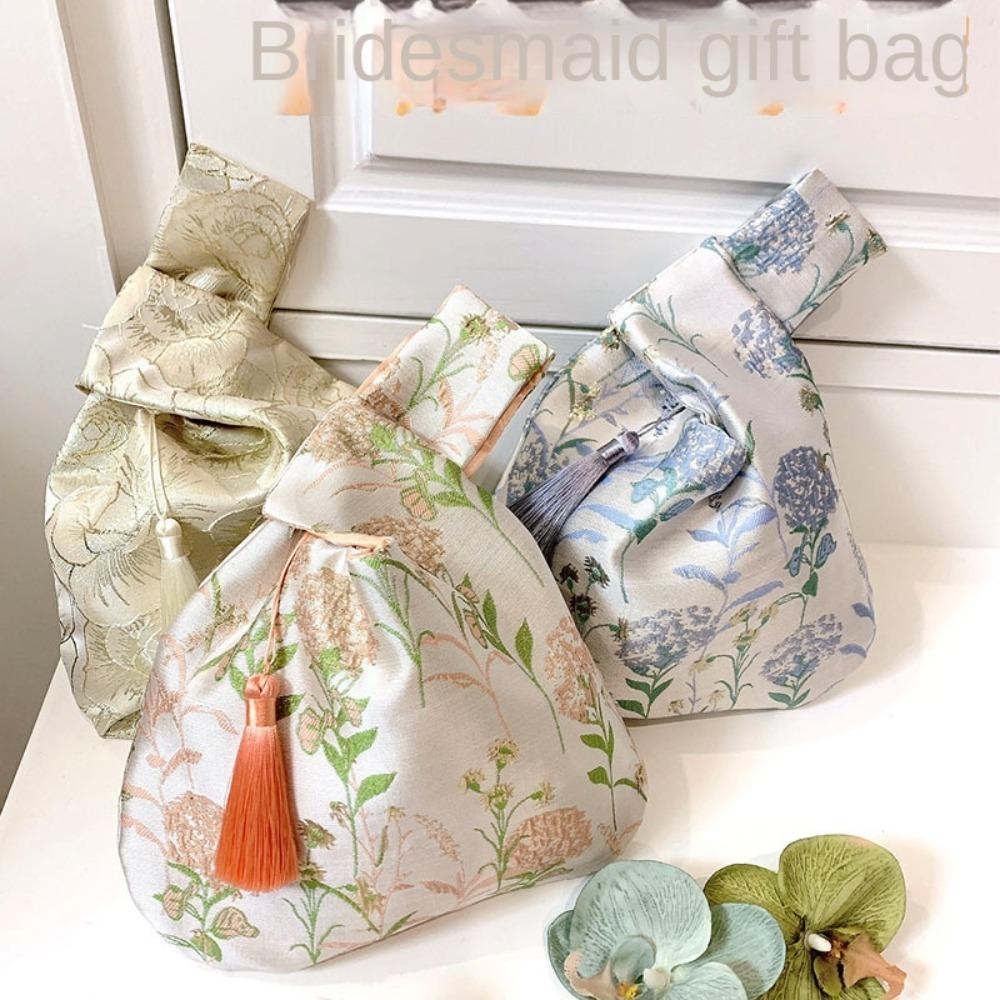 Вязаная простая кисточка узел на запястье сумка кошелек кисточка цветок кулон вышивка ханьфу сумка небольшой предмет мешочек темперамент