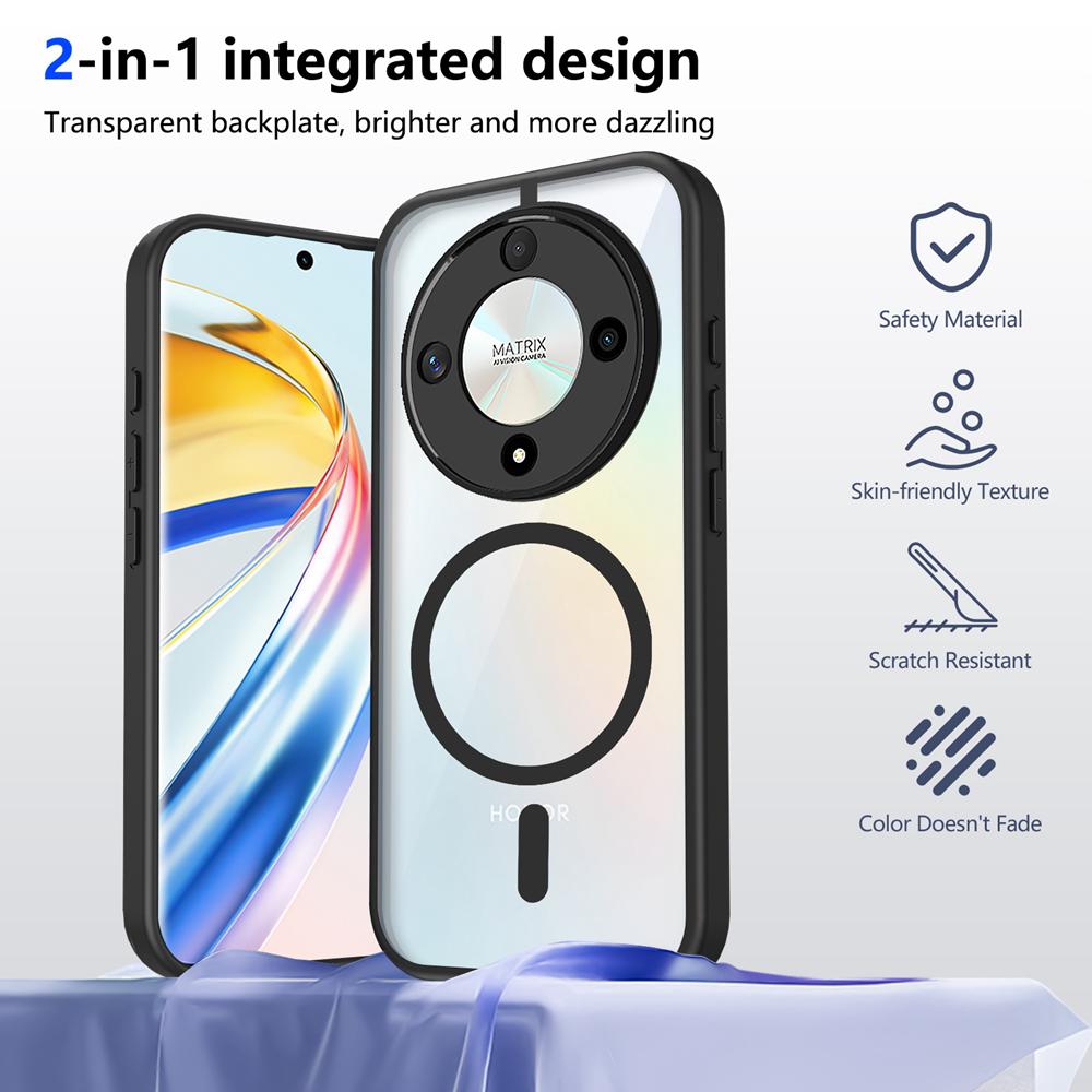 KEYSION Прозрачный магнитный чехол для телефона для HONOR X9d 5G Силикон+ПК HD Clear Ударопрочная задняя крышка для Huawei Magic 8 Lite 5G