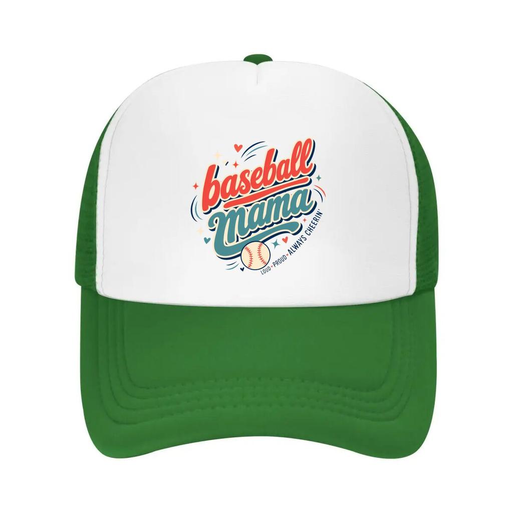 Retro Baseball Mama Script Emblem Mesh Baseball Cap Casual Hat Outdoor For Womens Unisex FeUnisex