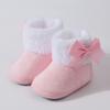 Baby Boots Unisex Baby Thick Velvet Shoes Bowknot Flower Decoration Soft Soled Toddler Shoes