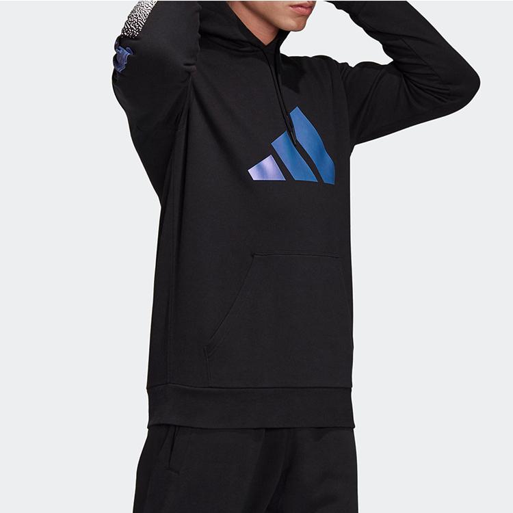 Adidas Logo Print Casual Hoodie Men Sweatshirt Black GI6396