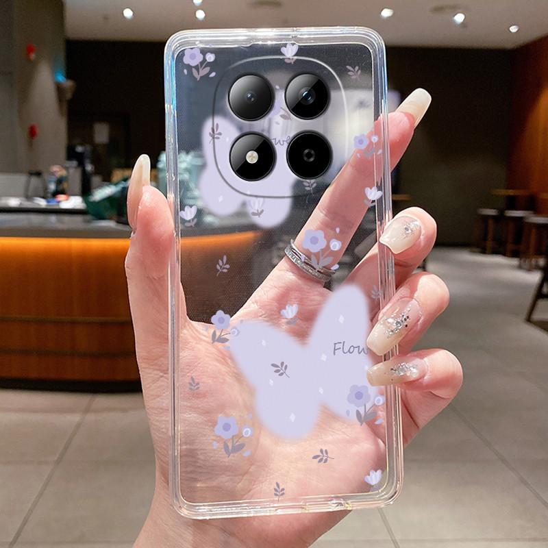Phone Case For Xiaomi Redmi Note 15 Pro 4G Funda Capa Butterfly Bow Protective Casing Transparent Coque Soft Silicone TPU Cover