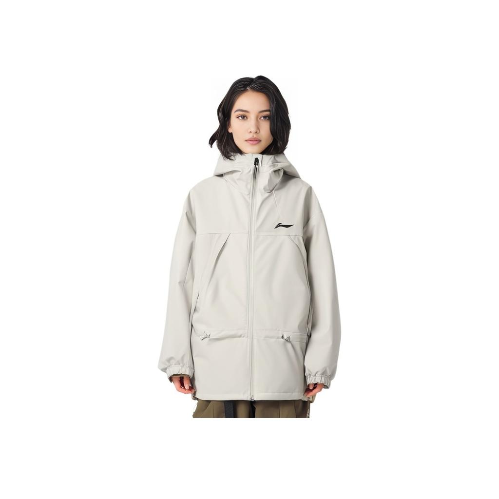 Li Ning Fitness Series Solid Color Logo Casual Loose Sports Hooded Jacket Women Jackets Off-White AFDS014-6