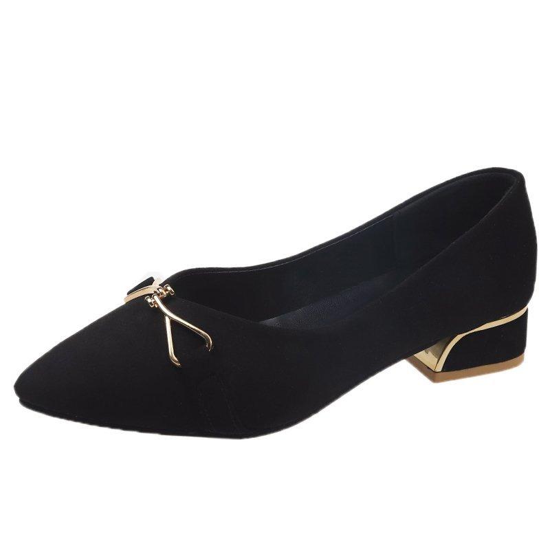 Удобные женские рабочие туфли на низком каблуке, летняя мода 2024 года, женские туфли-лодочки с острым носком, простые и универсальные туфли с неглубоким носком