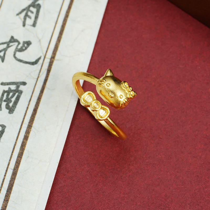 Ring Cute Cartoon KT Cat Open Ring for Women Versatile and High-end