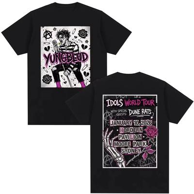 Певец Yungblud IDOLS Мировой Тур Мужская Мода Хип-Хоп Футболка Удобная и Дышащая 2026 Чистый Хлопок Повседневная Футболка