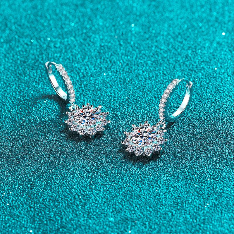 Серьги из стерлингового серебра 925 пробы с пряжкой из камня Mozang с подсолнечником, золотые украшения для ушей 950 пробы