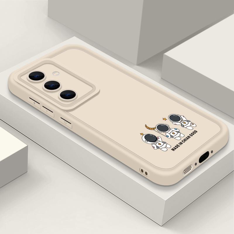 Мягкий противоударный чехол с принтом маленького астронавта для телефона Samsung S25 Ultra S24 FE S23 Plus S22 A56 A36 A16 A55 A06 A05 A15 A35 A54 Матовый чехол-бампер из ТПУ