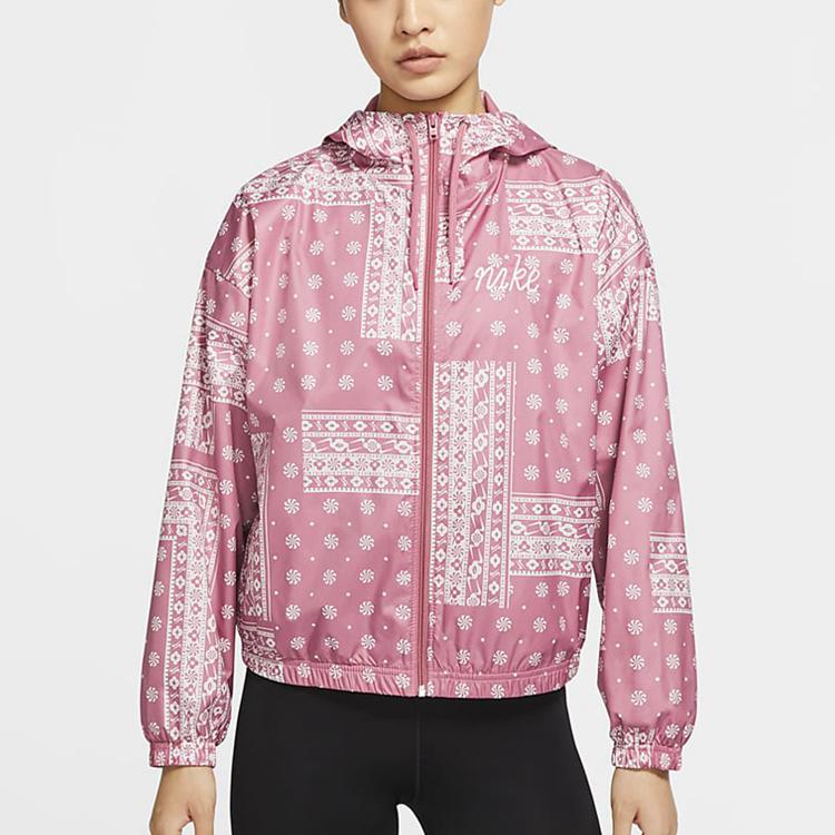 Nike Woven Printed Cashew Flower Hooded Jacket Women Jacket Pink CU5893-614