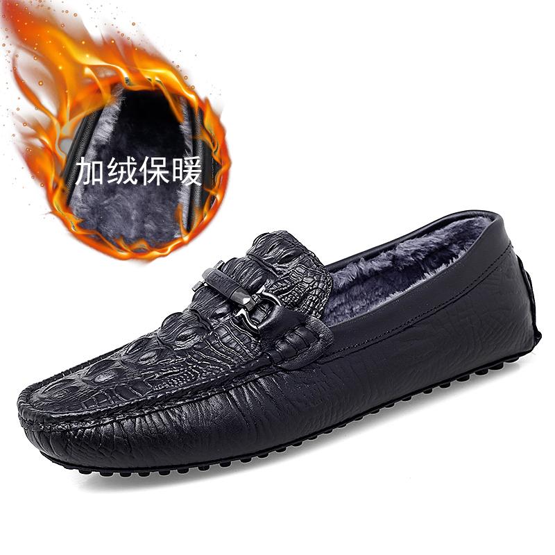 Мокасины из натуральной кожи, мужские роскошные мокасины без застежек, повседневные туфли для вождения с мехом, зимняя теплая обувь, мужские туфли-лодочки, размер 38-45