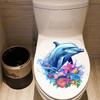 Креативные наклейки для туалета с изображением дельфинов и цветов, самоклеящиеся съемные наклейки на стену из ПВХ, украшение для ванной комнаты и холодильника