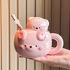 Инс крем медведь соломенная чашка девушка милая керамическая кружка с крышкой бытовая питьевая чашка подарок на день рождения