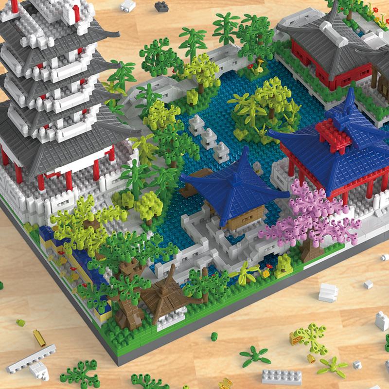 Знаменитая китайская архитектура, традиция, строительные блоки, двор, сад, Западное озеро, китайский храм, дерево, наборы кирпичей, детская игрушка в подарок