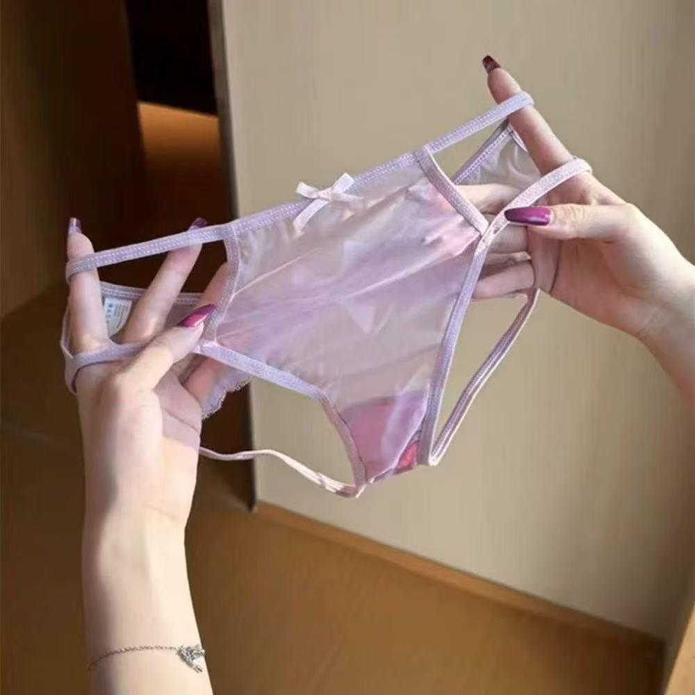 Rivet Women's Lace Low-Rise Bow Panties - Sexy, Breathable Triangle Design