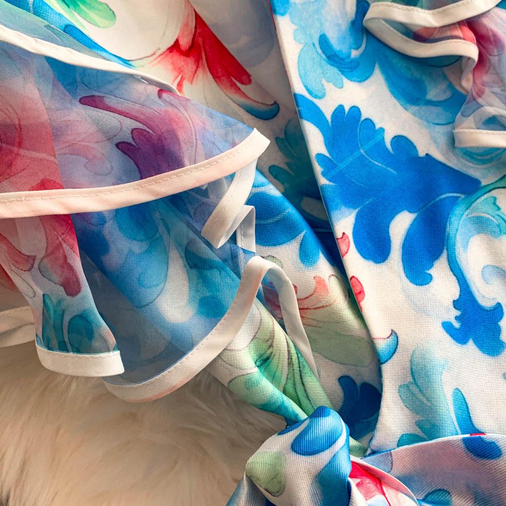 Элегантные длинные платья с цветочным принтом для женщин, летние, праздничные, с рукавами-рюшами, цельные, запашные, с V-образным вырезом, винтажные, ретро, вечерние