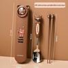 small bear cartoon spoon + 2 alloy chopsticks