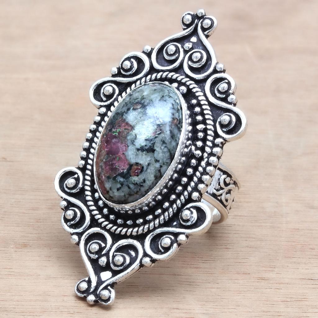 Ruby Zoisite Gemstone Handmade Silver Jewelry "9"