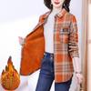 Женская рубашка с длинными рукавами из бархата осень-зима плюс, блузка, клетчатая рубашка