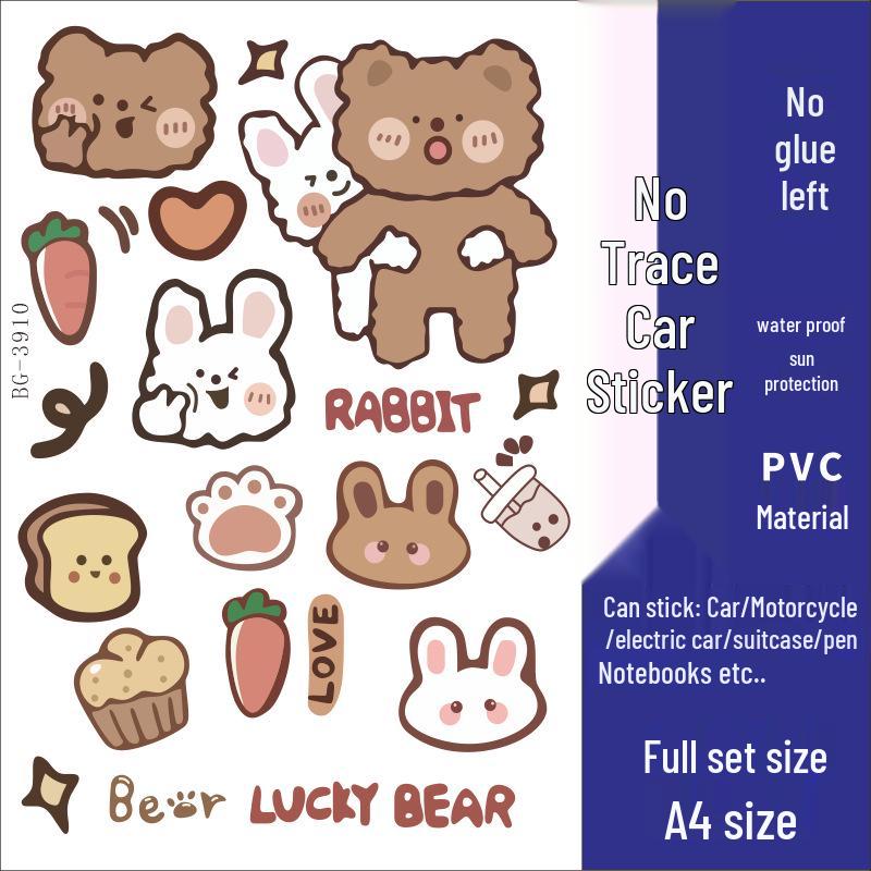 Little Bear Waterproof Electric Car & Motorcycle Tail Stickers - Creative Decoration