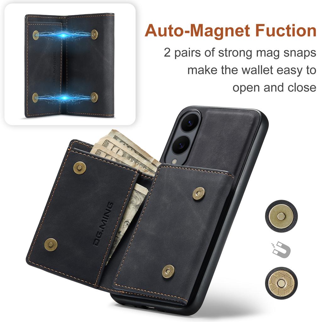 DG.MING M1 Series for Samsung Galaxy S25 Edge Case Kickstand PU Phone Cover with Detachable Wallet
