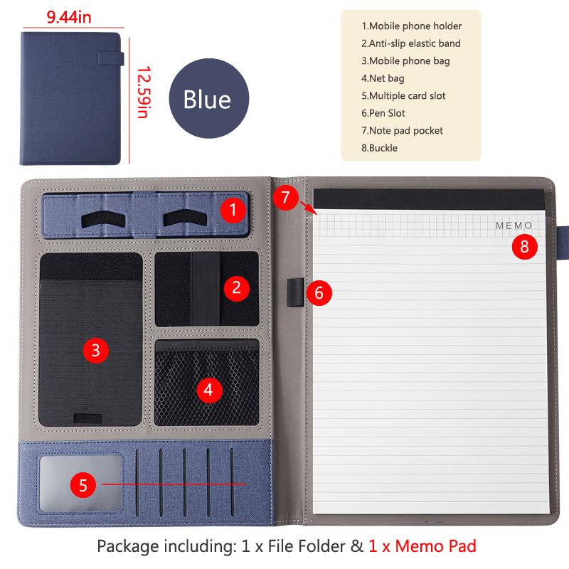 University A4 Leather Padfolio Portfolio Folder Magnetic Clipboard Business Executive Folders Documents Holder Organizer Office