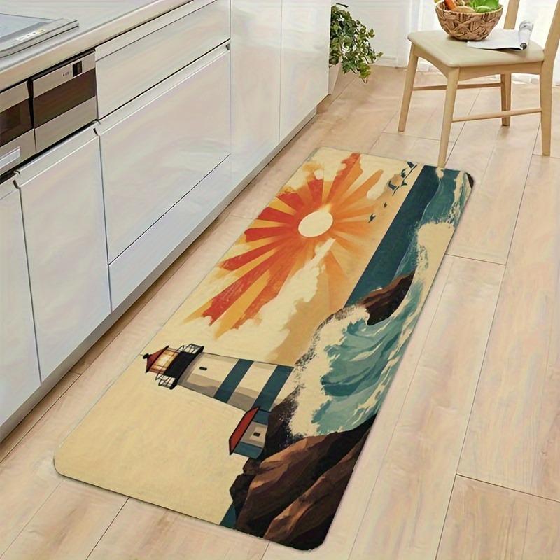 1PC Vintage Motorcycle Rider Kitchen Rug Non-Slip Door Mat Pop design Bathroom Rug Bath Mat Carpet for Home Sink Laundry Decor