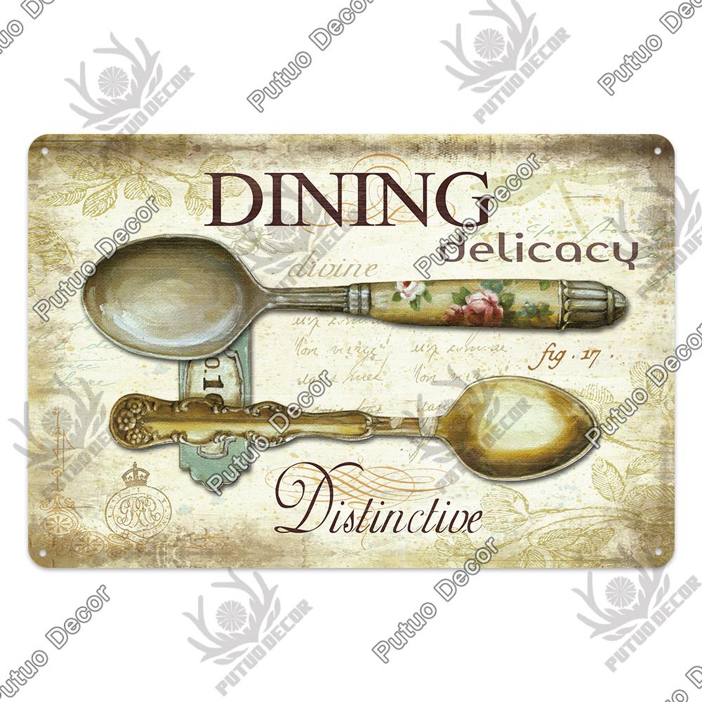 Decor Kitchen Retro Tin Sign Plaque Metal Vintage Iron Painting Wall Art Posters for House Home Dinning Room Decoration