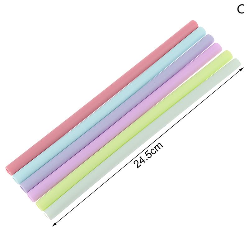 6Pcs Reusable Food Grade Silicone Straws Straight Bent Multicolor Drinking Straw For Children'S Party Bar Accessories