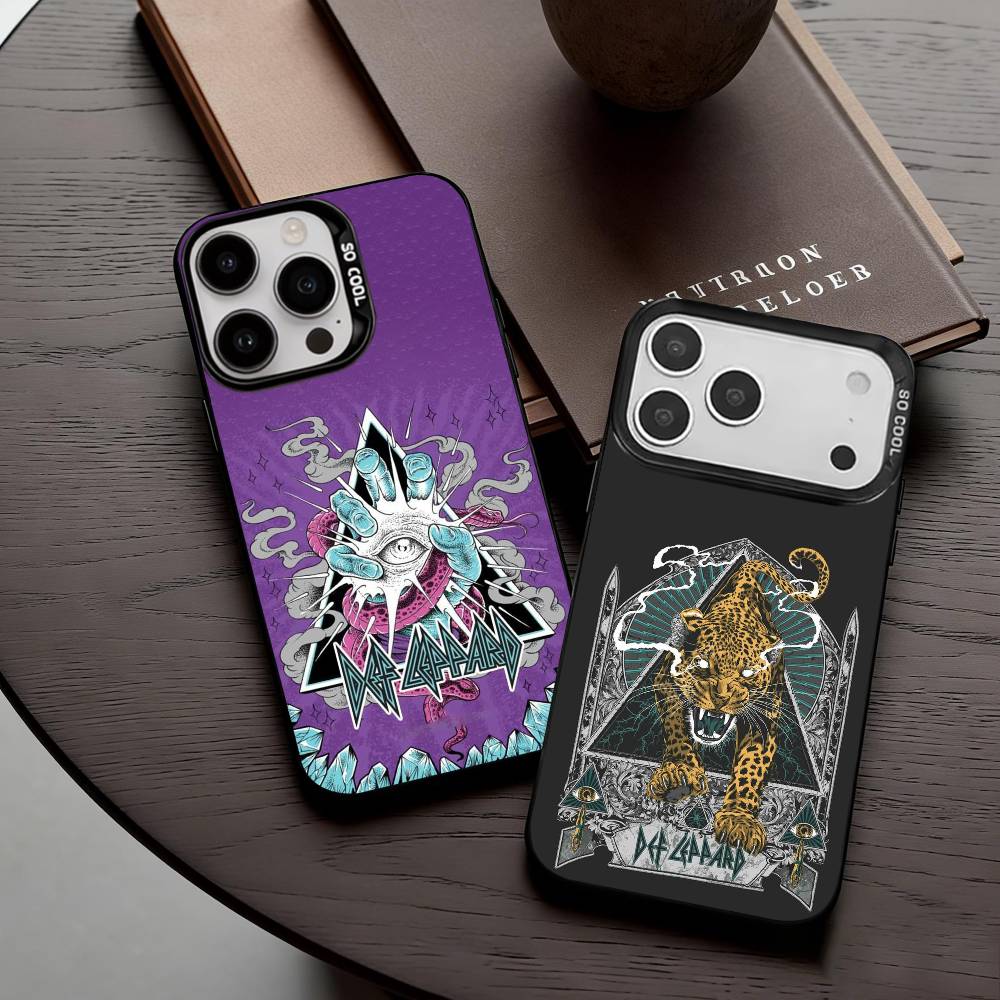 Hot R-Rock band D-Def L-Leppard Phone Case For iPhone17,16,15,14,13,12,11 Plus,Pro Max Black Candy silver phone case
